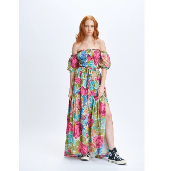 Anthropologie Love The LabelFloral Printed Maxi Dress Resort XS New